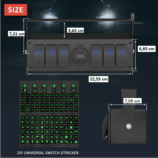 kapcsoló led töltő voltmérő